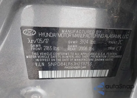 2018 Hyundai Elantra Sel из США, поврежденный, VIN 5NPD84LF6JH239753